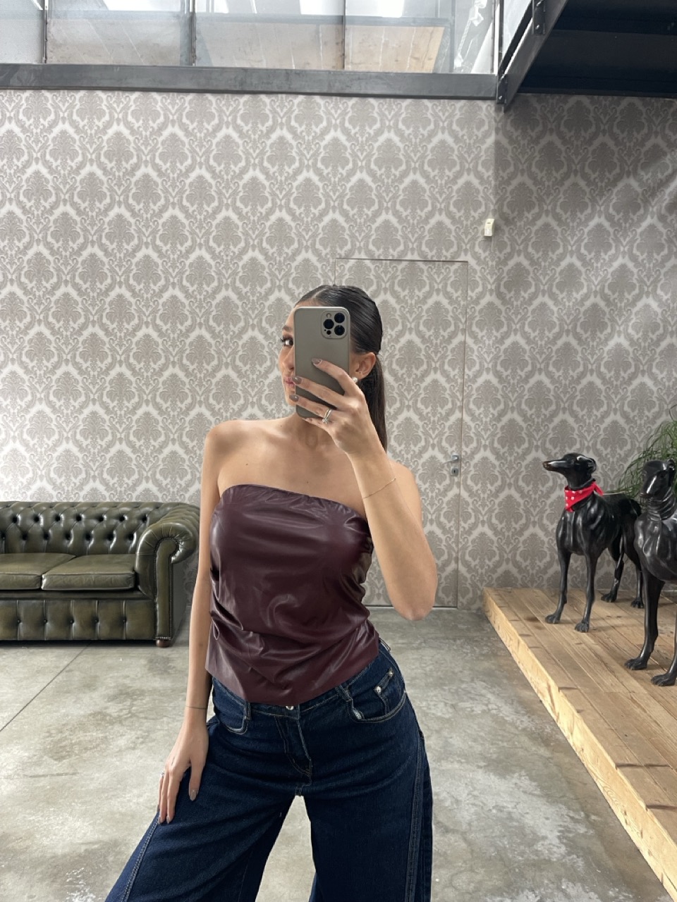 Top in ecopelle TENSIONE IN REGOT