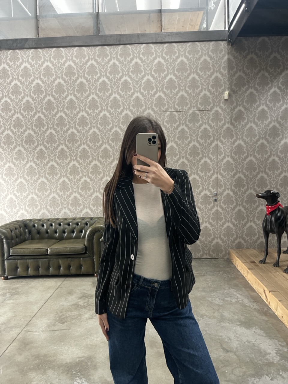 Giacca gessata F6680