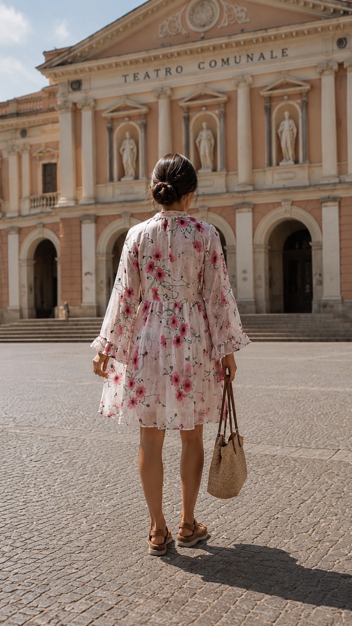 Abito scollo alla coreana rosa - immagine 2