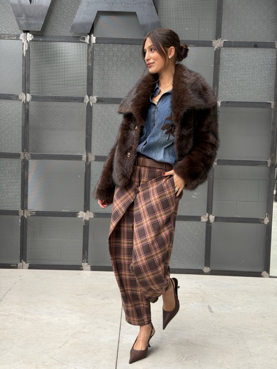 Pantaloni wide-leg tartan 5134