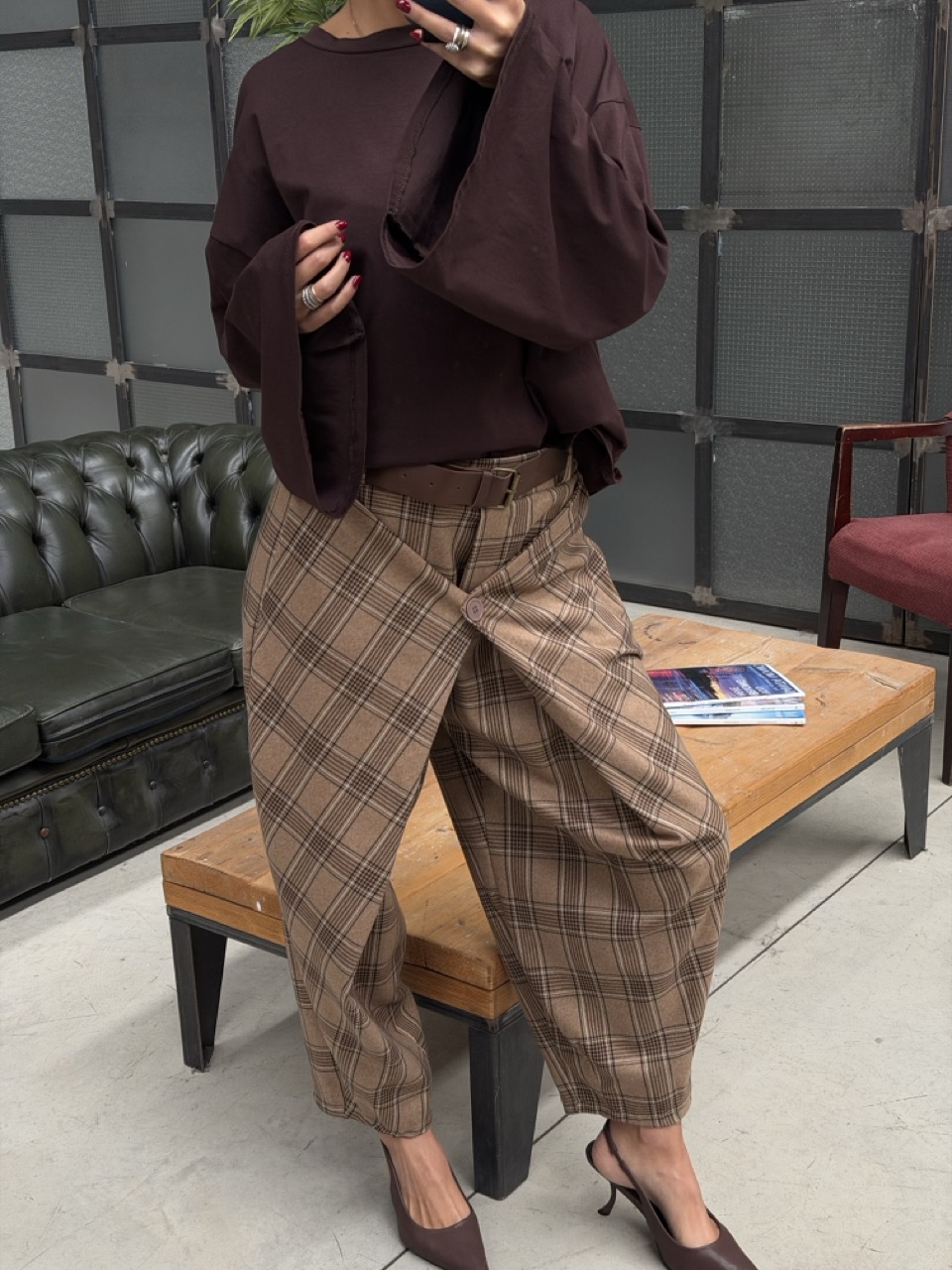 Pantaloni wide-leg tartan 5134 - immagine 2