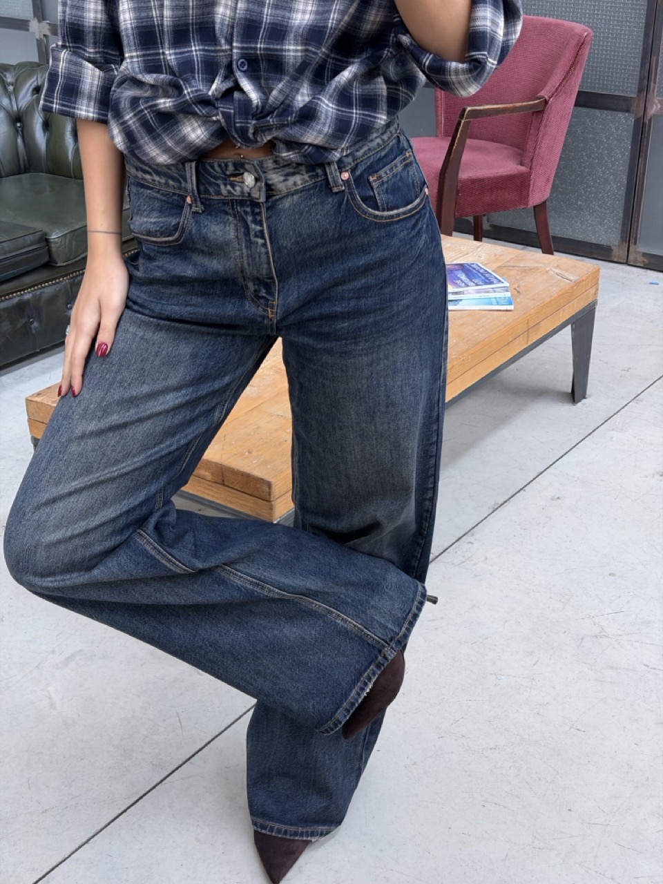 Jeans wide leg H8000