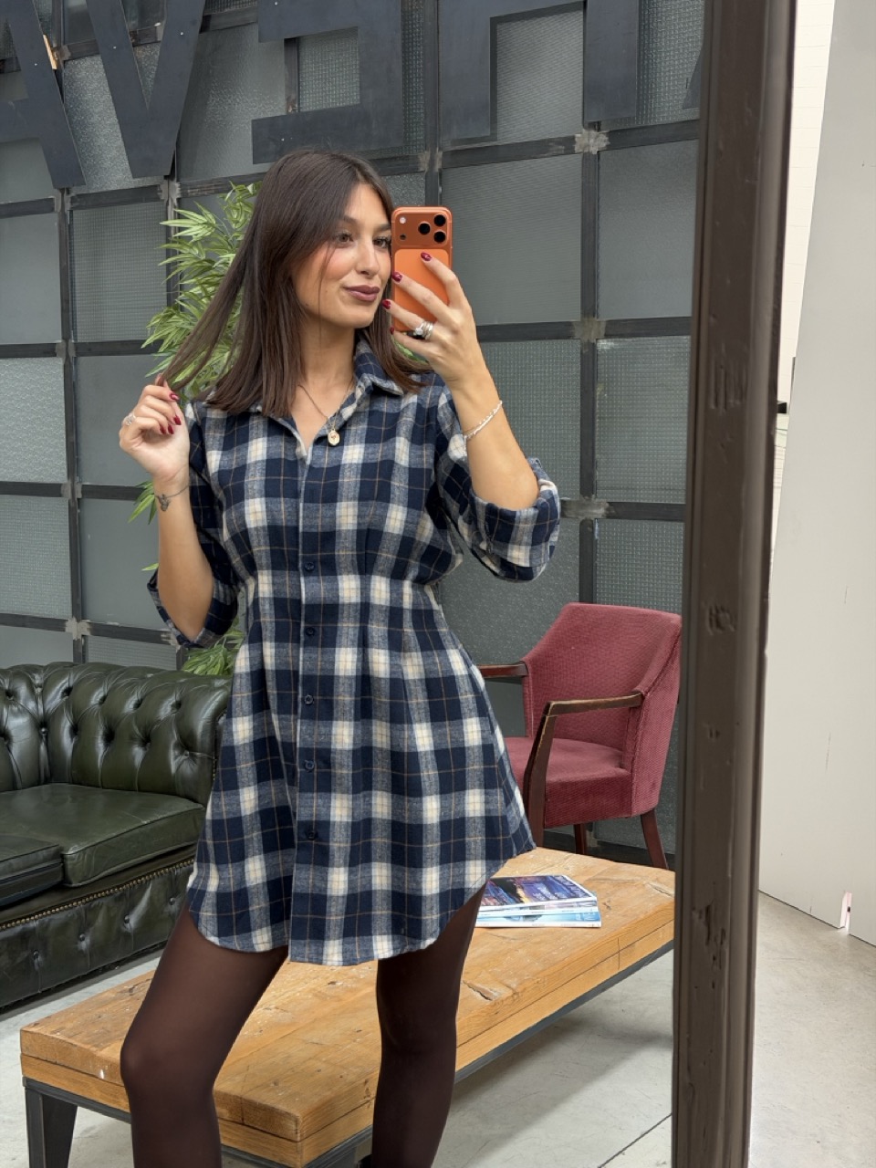 Abito camicia corta a quadri 122836 - immagine 3