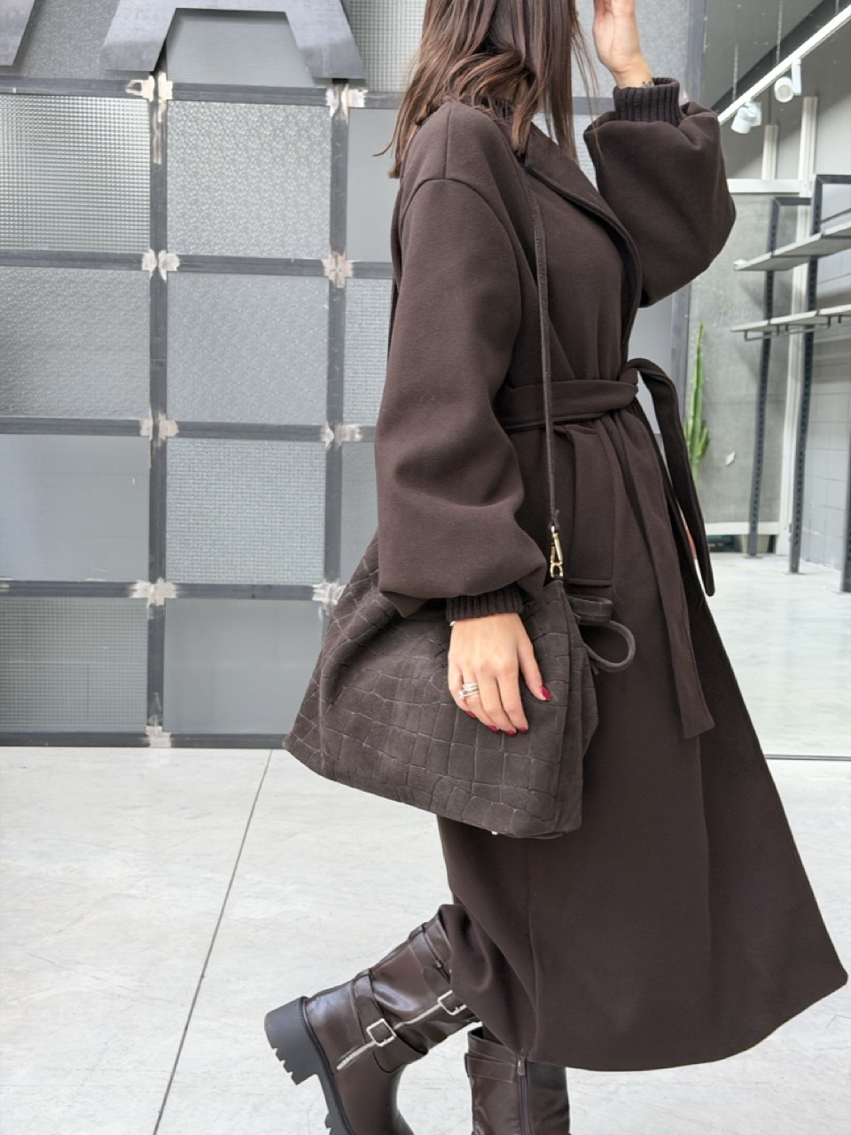 Cappotto lungo con polsini a coste 57122 - immagine 2
