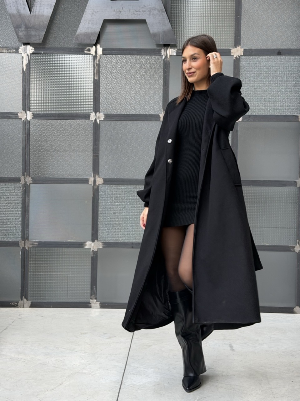 Cappotto lungo con polsini a coste 57122 - immagine 6