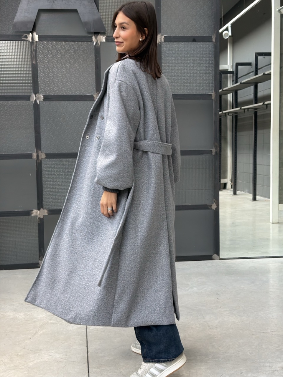 Cappotto lungo con polsini a coste 57122 - immagine 5