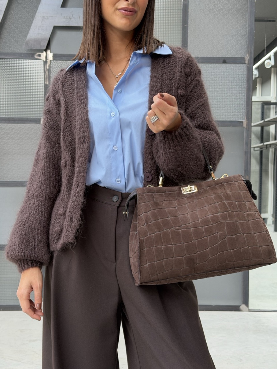 Borsa con texture coccodrillo LL233133CC