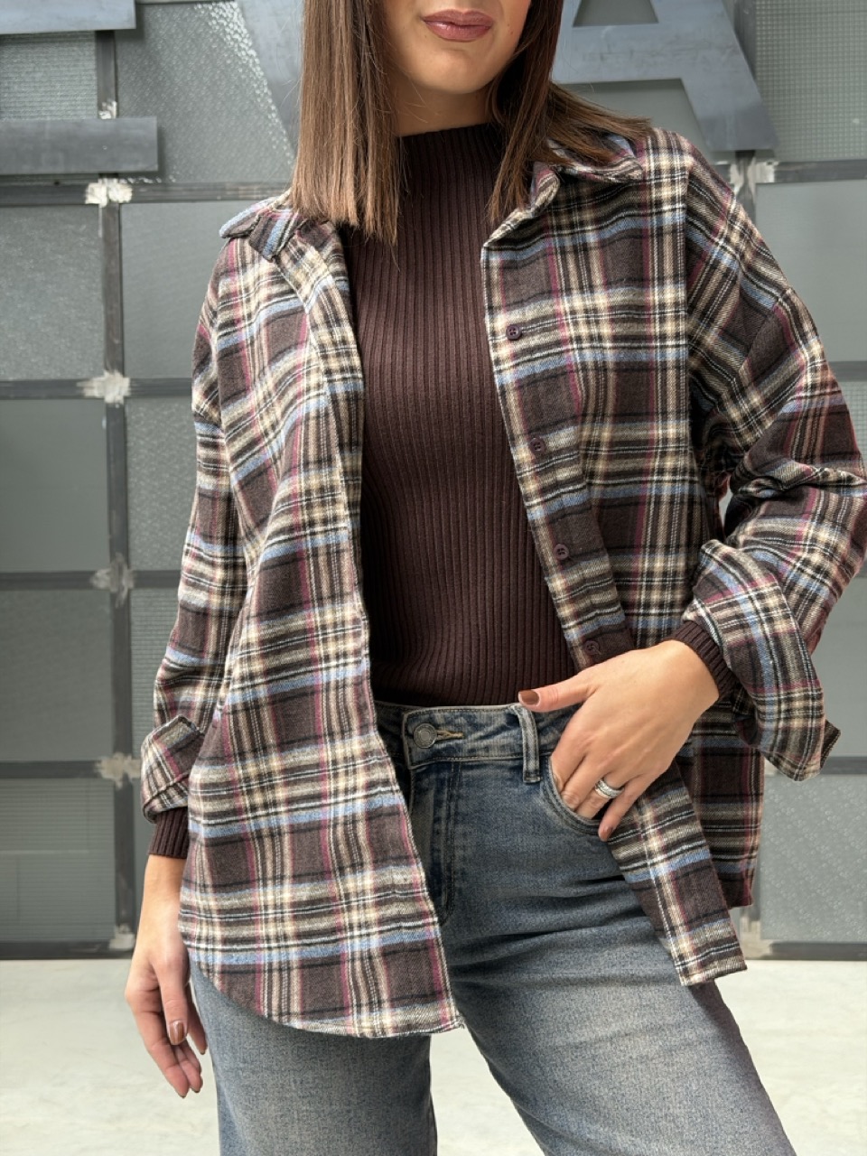 Camicia in fantasia a quadri 939233